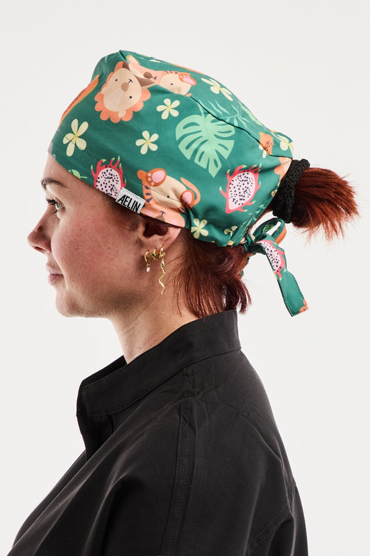 Calot Médical Imprimé - Animaux de la Savane Vert