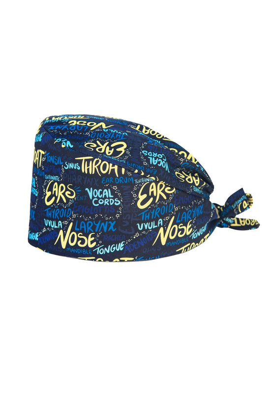 Calot de bloc tissu à motifs – Bleu foncé à motif ORL (Nez, Gorge, Oreilles)