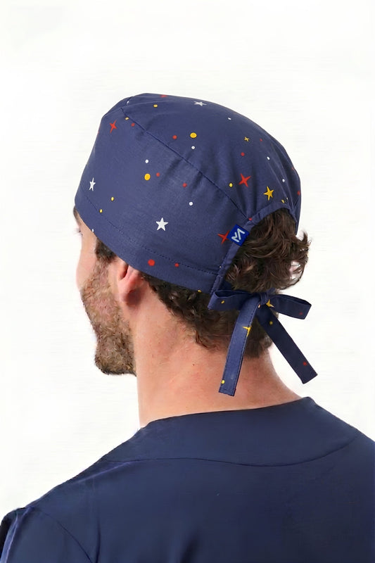 Calot médical à motifs étoiles - Cheveux courts
