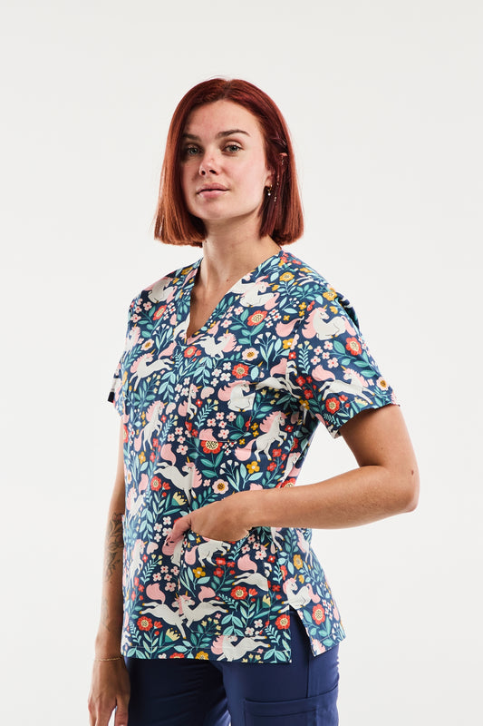 Blouse médicale imprimée licornes