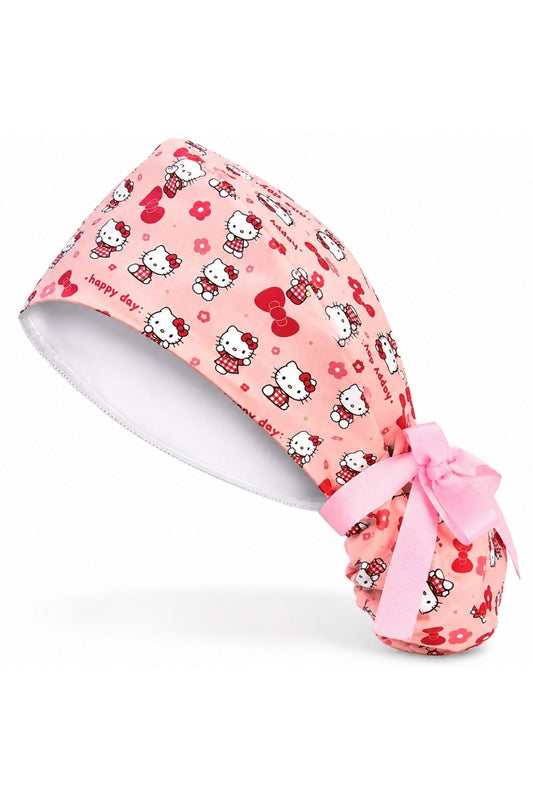 Calot Médical Cheveux Longs Satin – Hello Kitty Rose