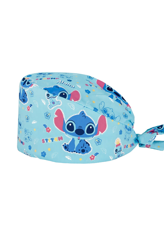 Calot de bloc tissu à motifs – Bleu ciel à motif Stitch et fleurs tropicales