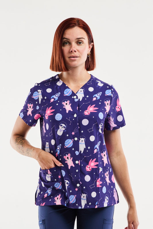 Blouse Médicale Stretch - Femme - Animaux de l’Espace