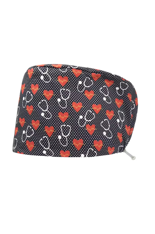 Calot Médical – Gris à motif médicaux - Cheveux longs