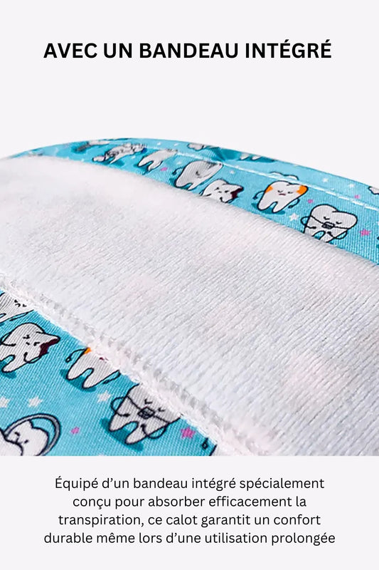 Calot Chirurgien dentiste – Bleu clair à motif dents