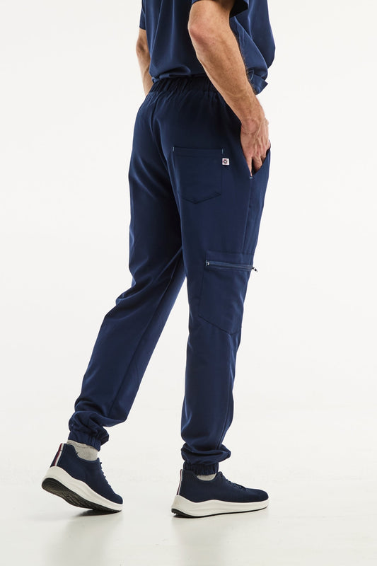 Pantalon médical bleu marine slimfit, idéal pour le confort et le style au travail