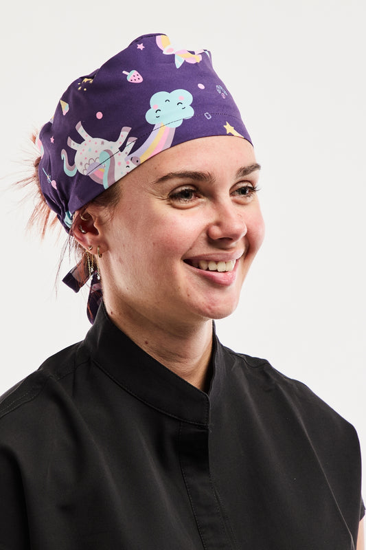 Calot Médical Imprimé - Motifs Magiques Violet