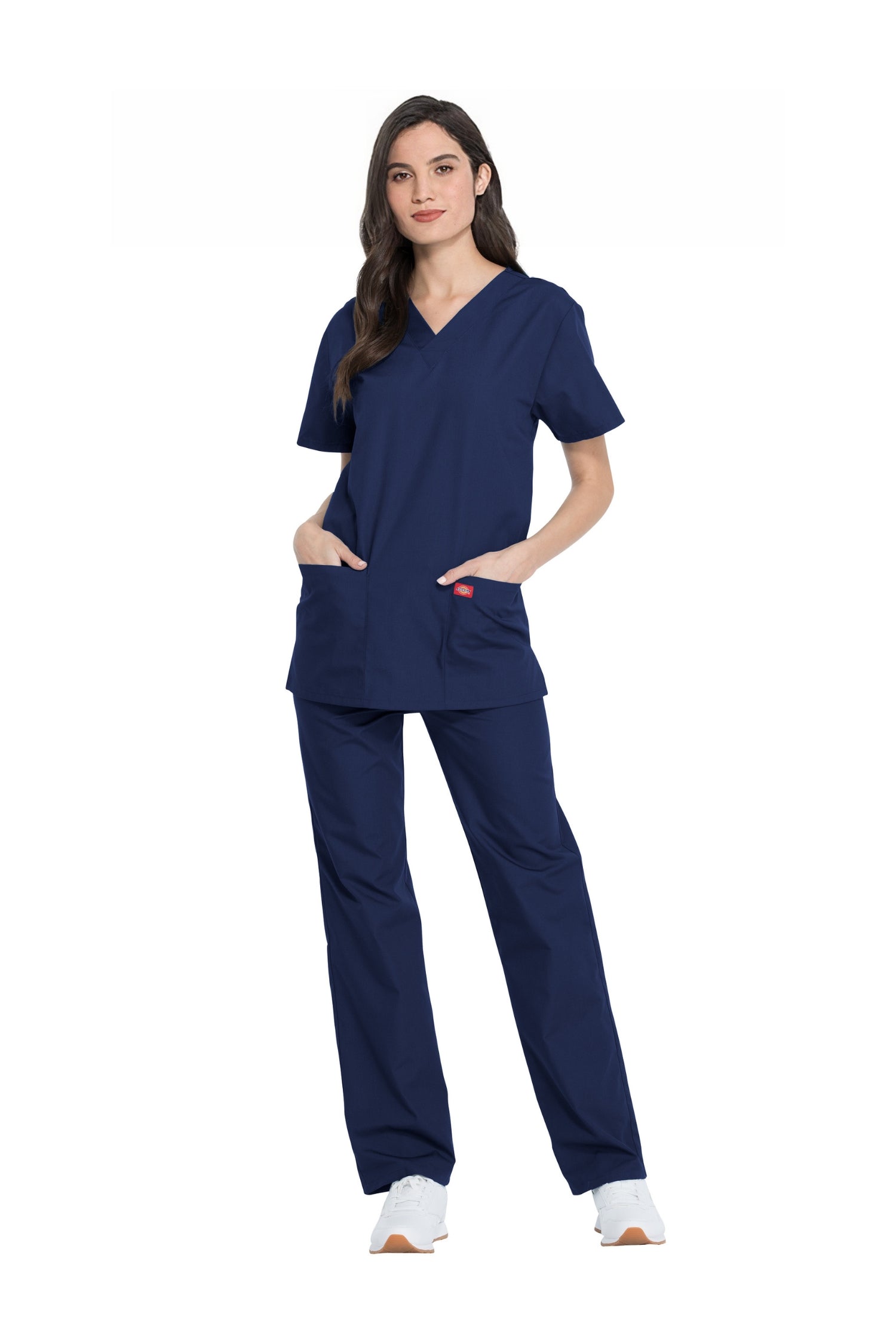 Tenue médicale unisexe en bleu marine avec top en V et pantalons assortis Dickies