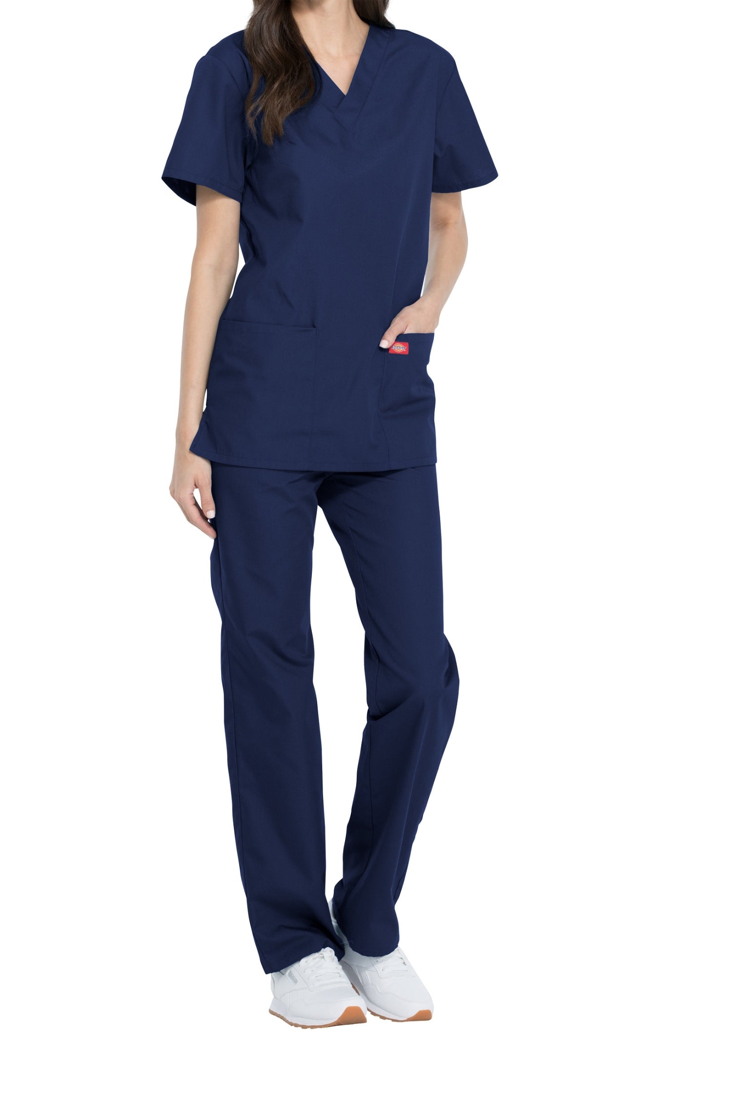 Tenue médicale unisexe Dickies avec haut en V et pantalon bleu marine