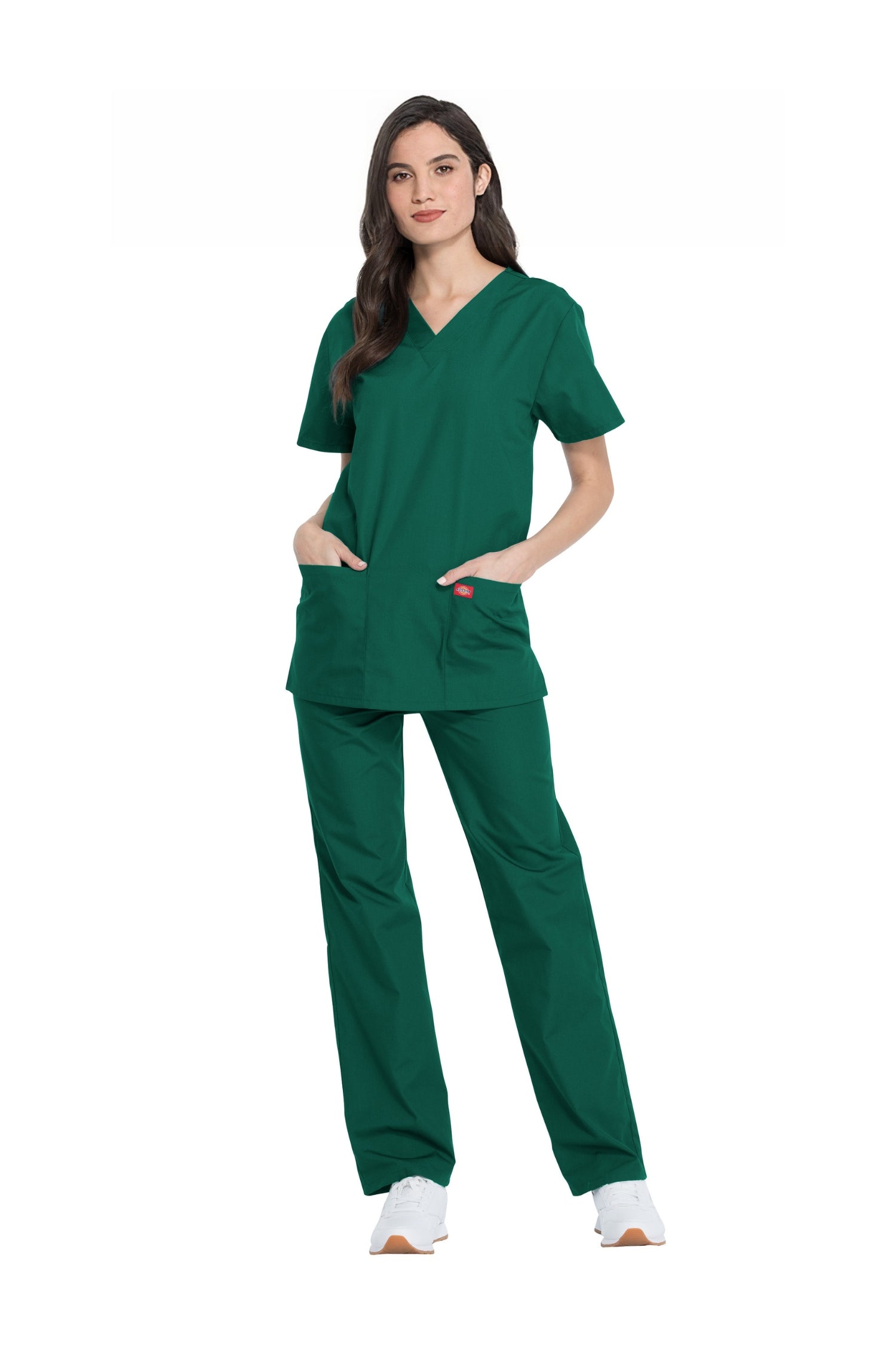 Tenue médicale unisexe Dickies avec haut en V et pantalon assorti en vert