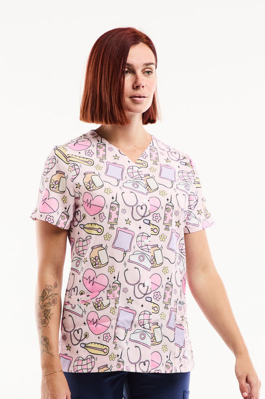 Blouse Médicale Stretch - Femme -  Icônes Infirmières & Santé