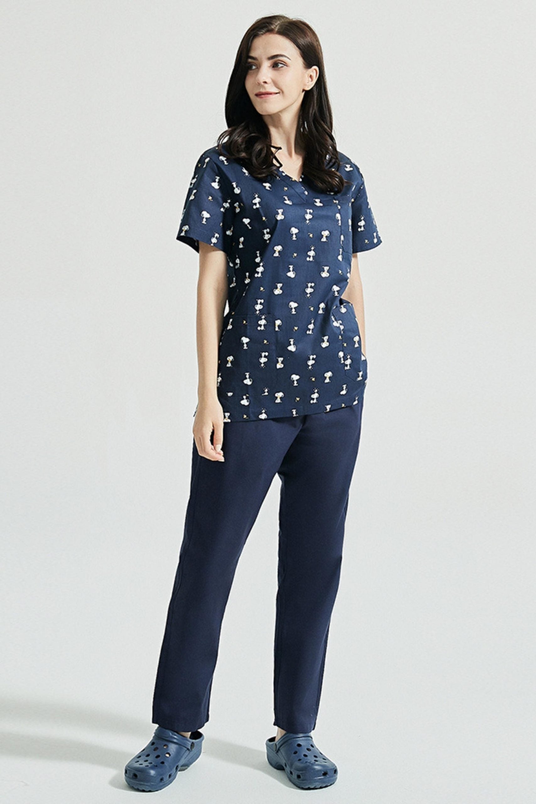 Blouse médicale - Bleu marine imprimé snoopy