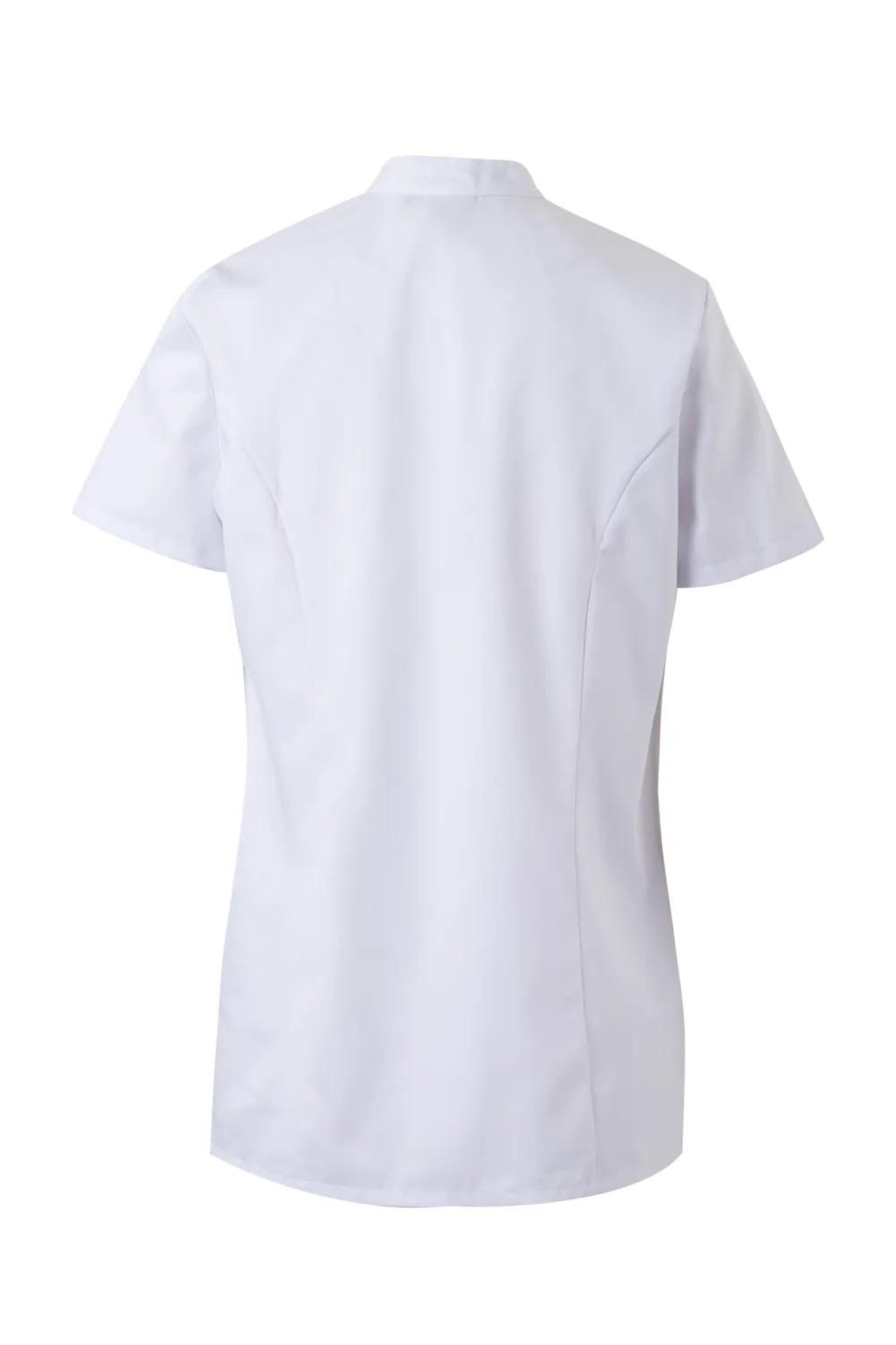 Blouse médicale Célia en polo blanc, coupe confortable et fentes latérales