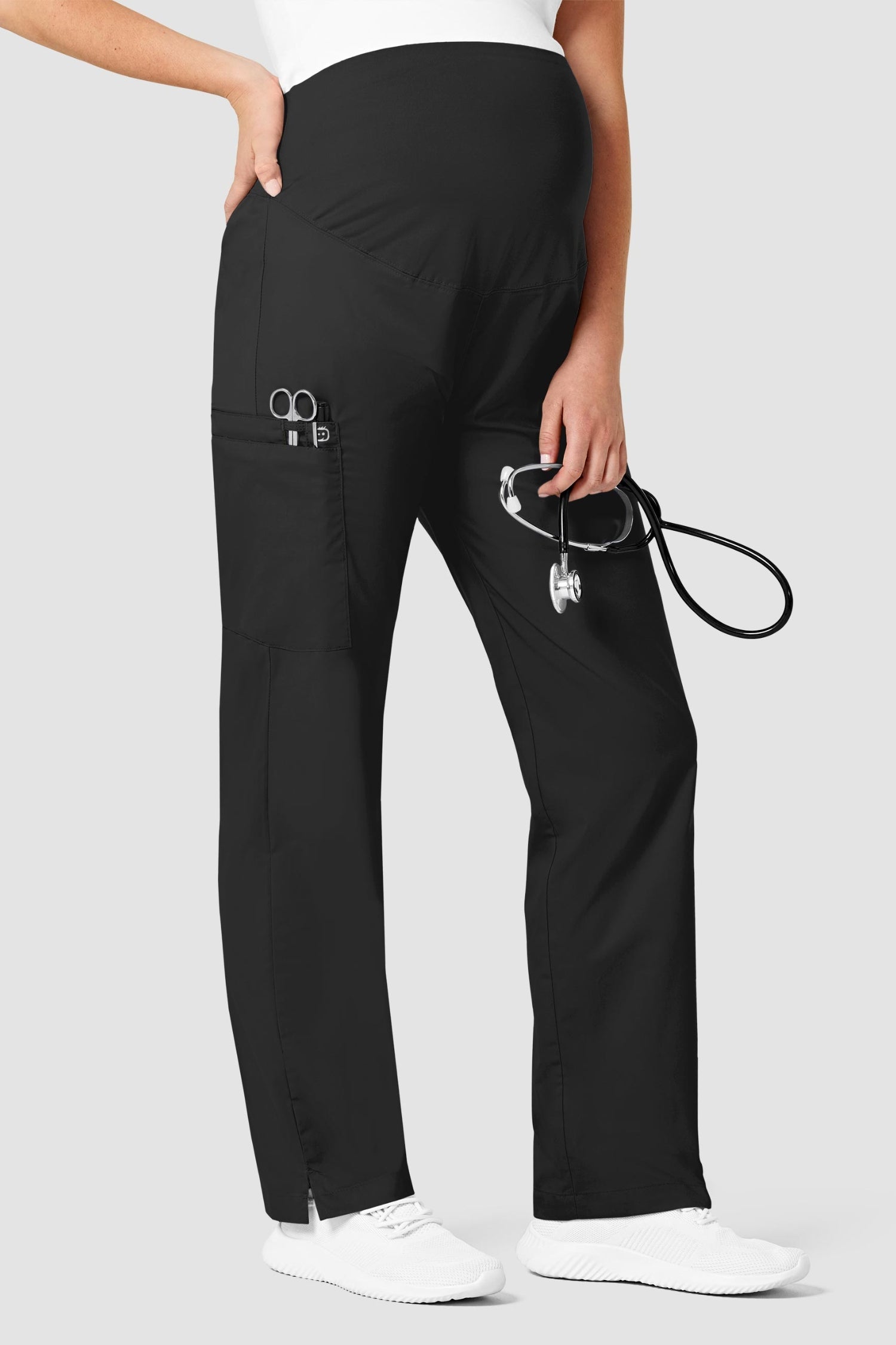 Pantalon médical WonderWork femme maternité noir avec poche et stéthoscope de qualité