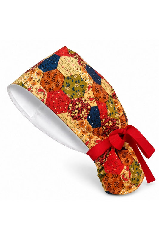 Calot Médical Cheveux Longs Satin – Patchwork Bohème