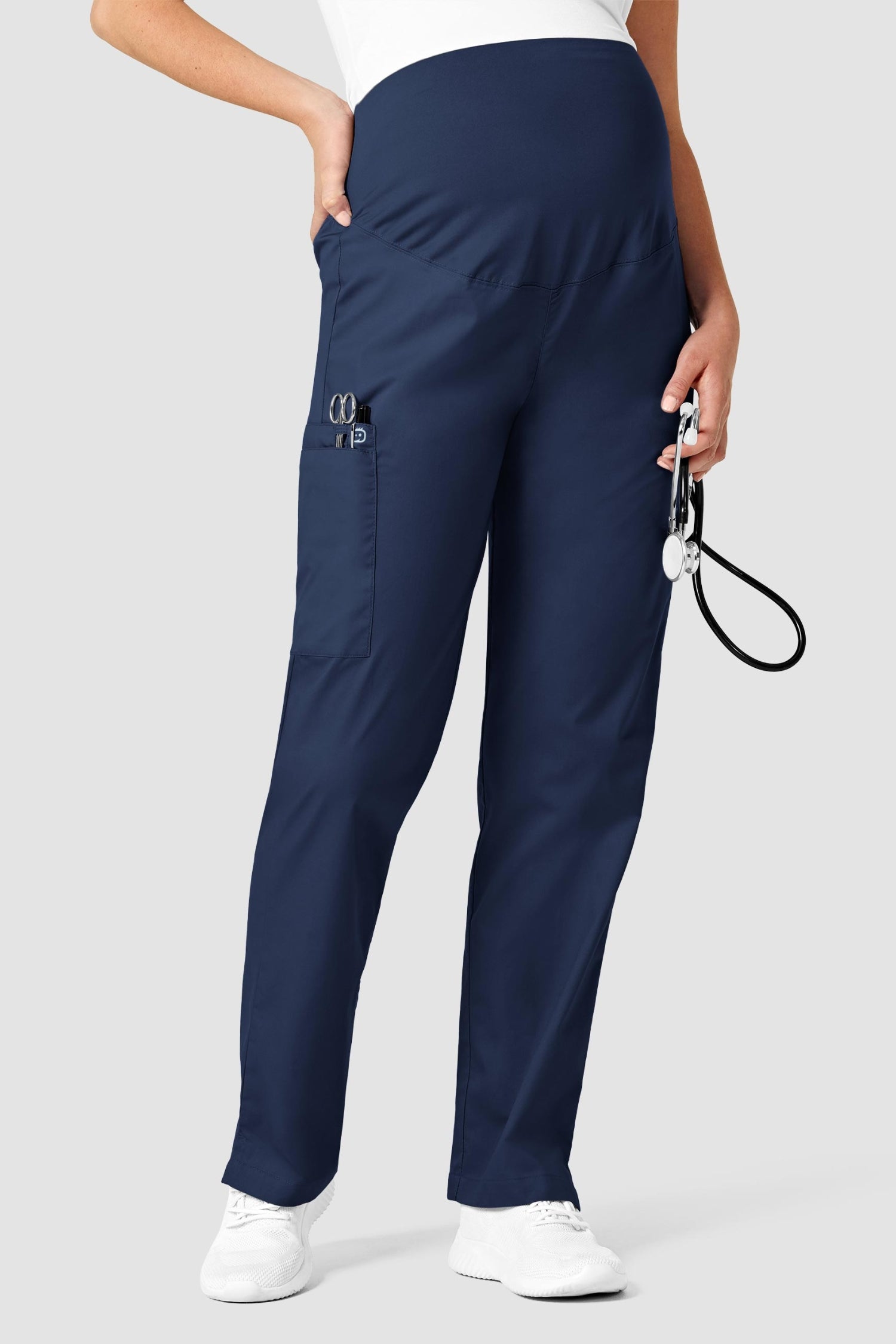 Pantalon médical femme maternité WonderWork en bleu marine avec qualité et poche