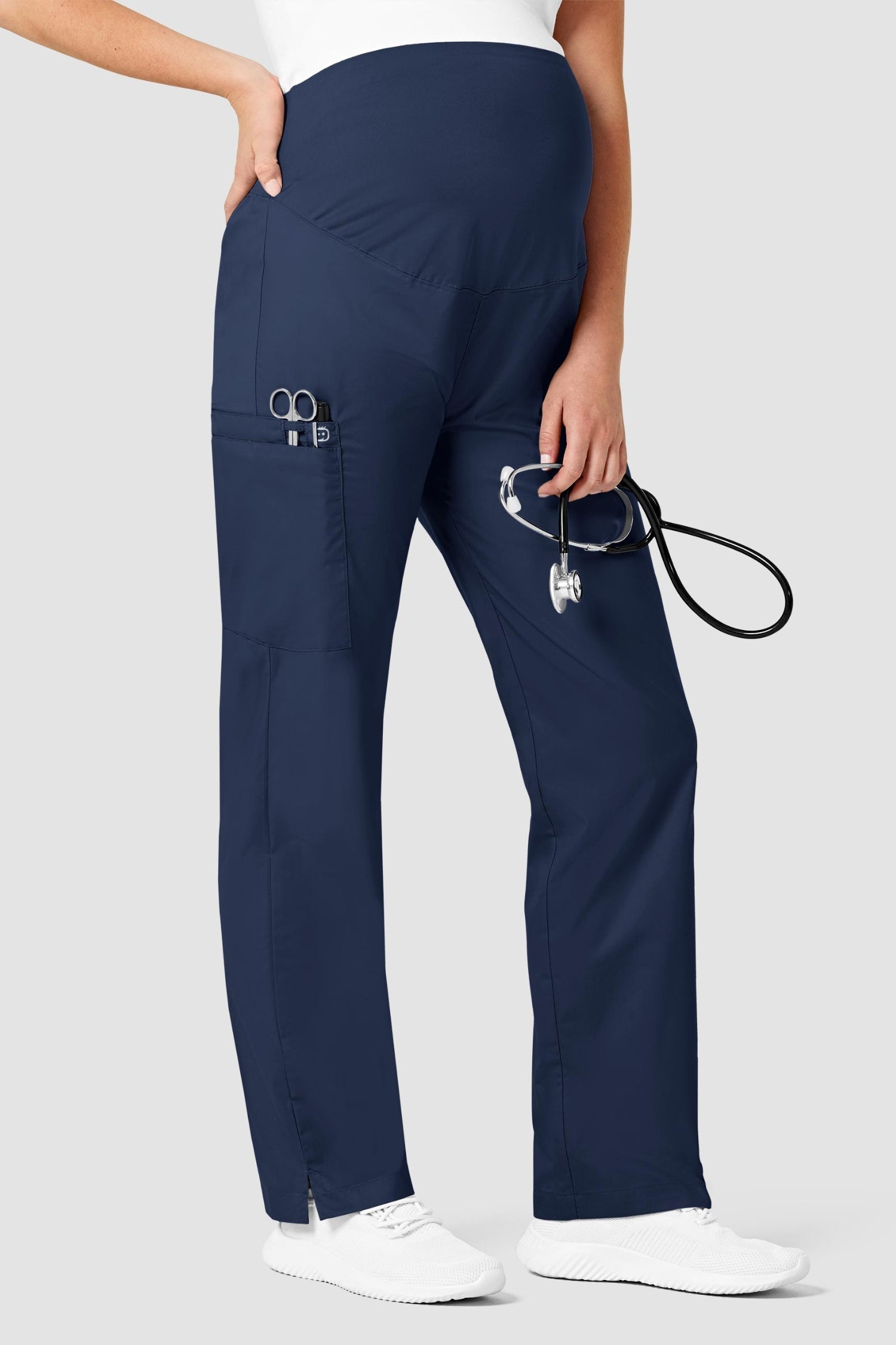 Pantalon médical WonderWork navy avec poche et logo pour maternité de qualité