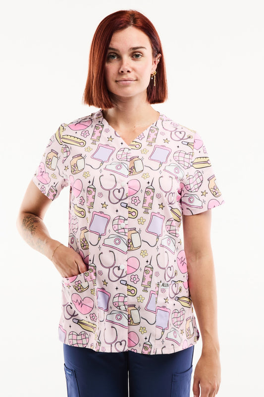 Blouse Médicale Stretch - Femme -  Icônes Infirmières & Santé