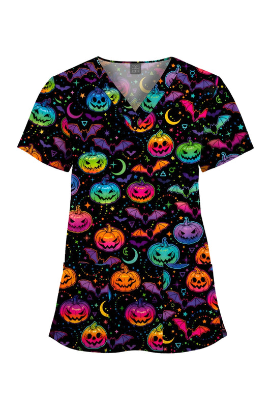 Blouse médicale – Noir à plusieurs motifs Pumpkin Halloween