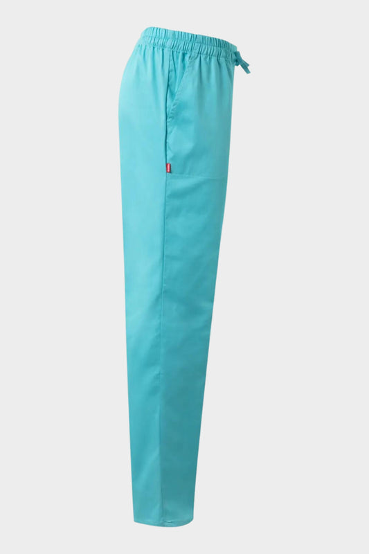 Pantalon médical turquoise unisexe avec ceinture élastique et poches de qualité