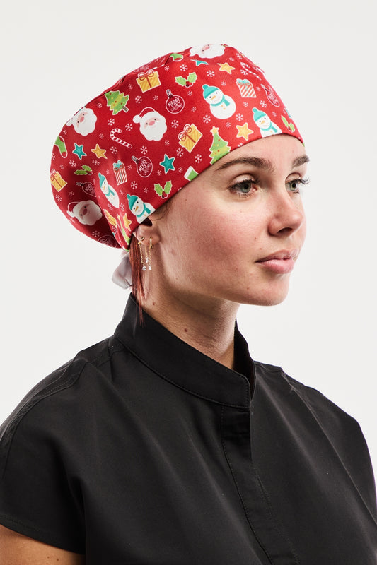 Medische Muts – Rood met Klassieke Kerstprint