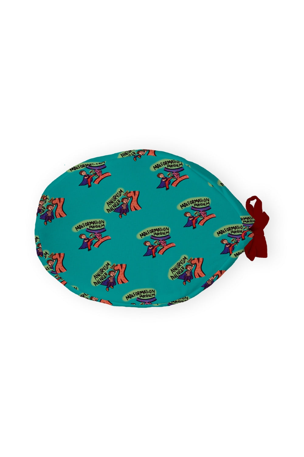 Coussin oval en vert turquoise avec motifs uniques de poissons pour calot médical Aelin