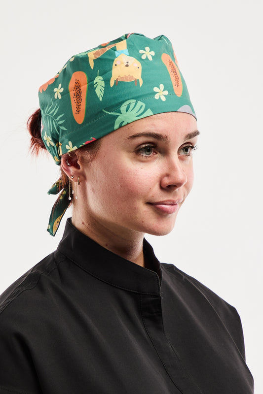 Calot Médical Imprimé - Animaux de la Savane Vert