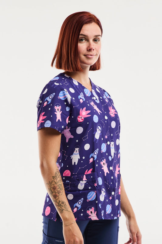 Blouse Médicale Stretch - Femme -  Animaux de l’Espace