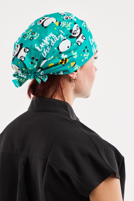 Calot de bloc tissu à motifs – Vert à motifs pandas