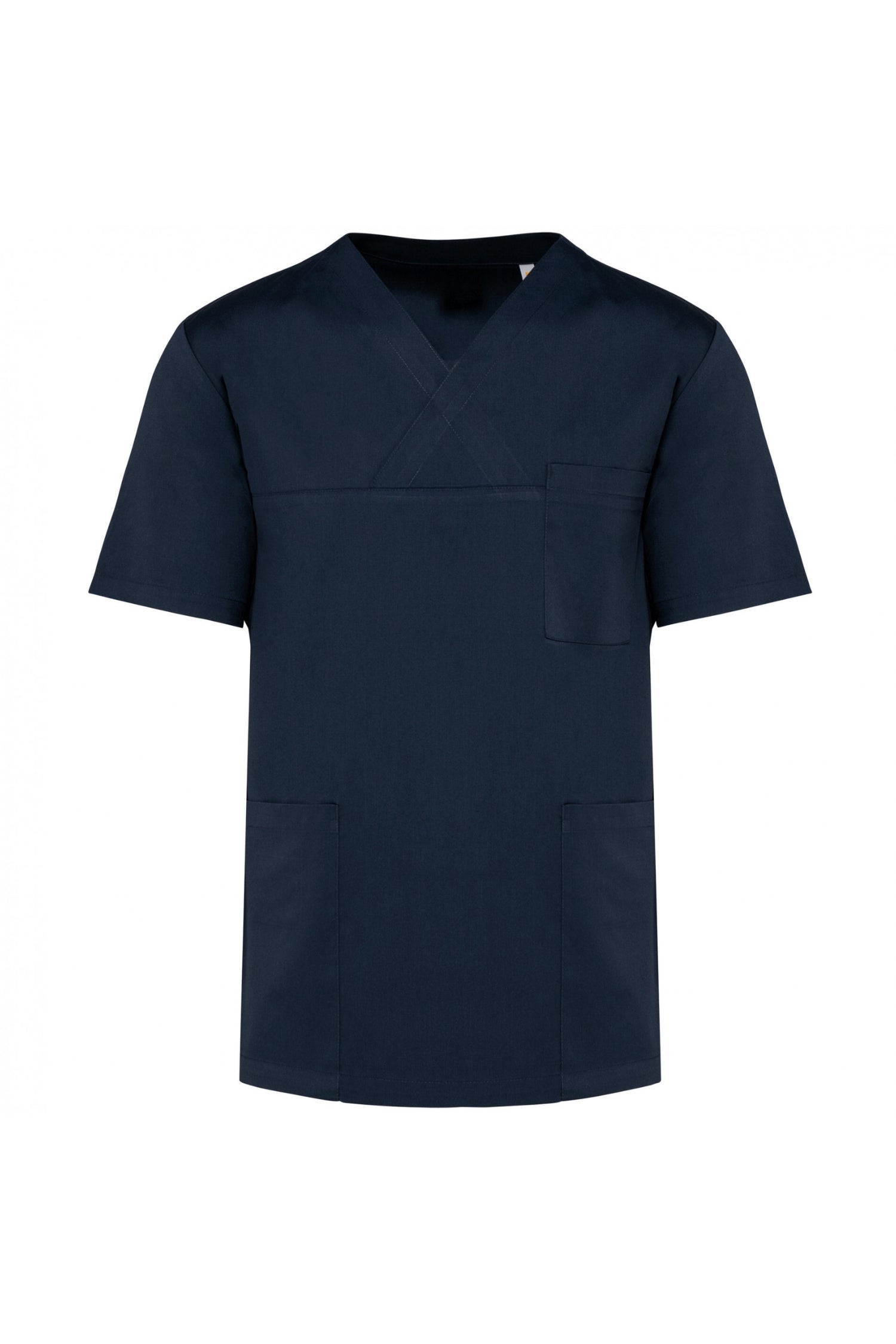 T-shirt bleu marine à col rond, coupe unisexe, lavage industriel 75°C pour homme