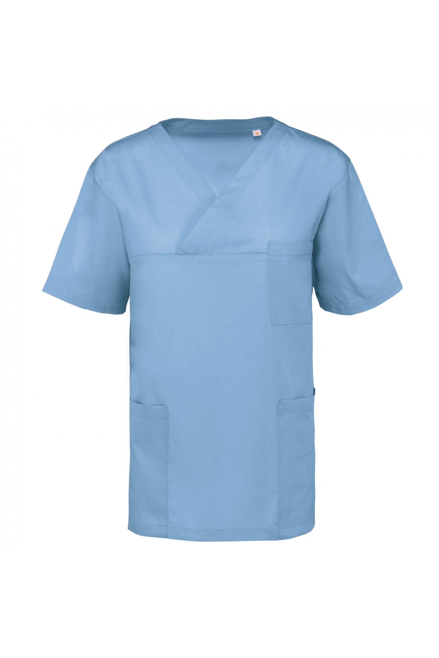 Tunique médicale Eva pour femme en bleu clair, lavage industriel à 75°C, coupe unisexe