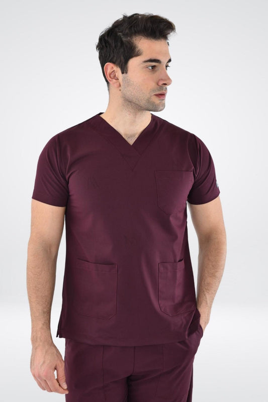 Confort - Tunique médicale - Homme - Bordeaux / S