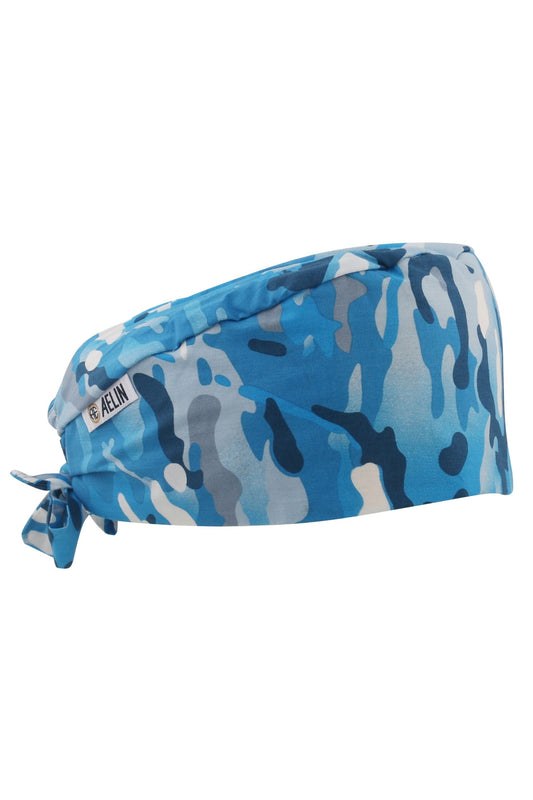 Calot chirurgien – Camouflage bleu – Cheveux courts