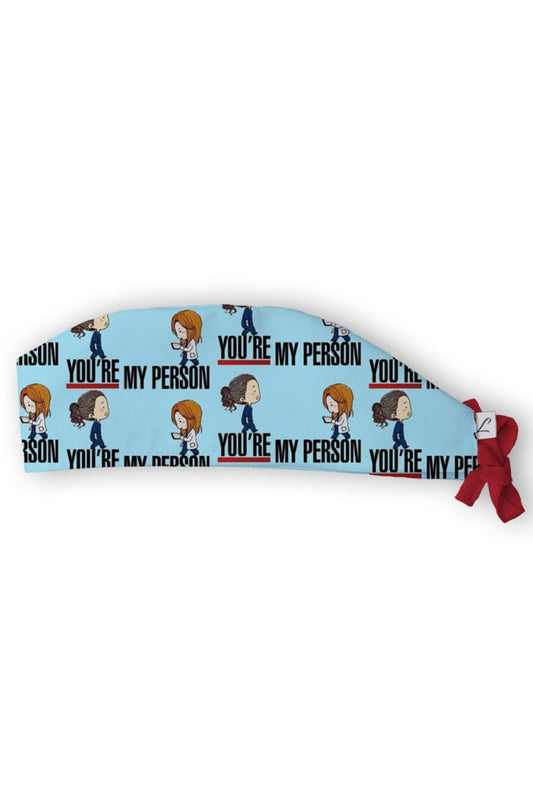 Calot médical Aelin avec motifs uniques et phrase You’re my person inspirée de Grey’s Anatomy