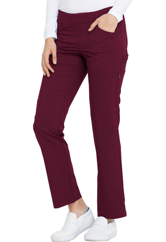 Pantalon médical femme Burgundy slim-fit avec poches, coupe moderne pour tenues médicales