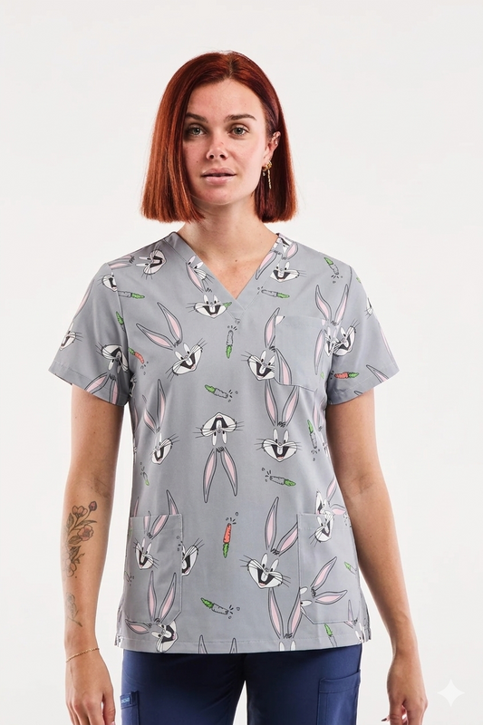 Tunique médicale à motif lapin