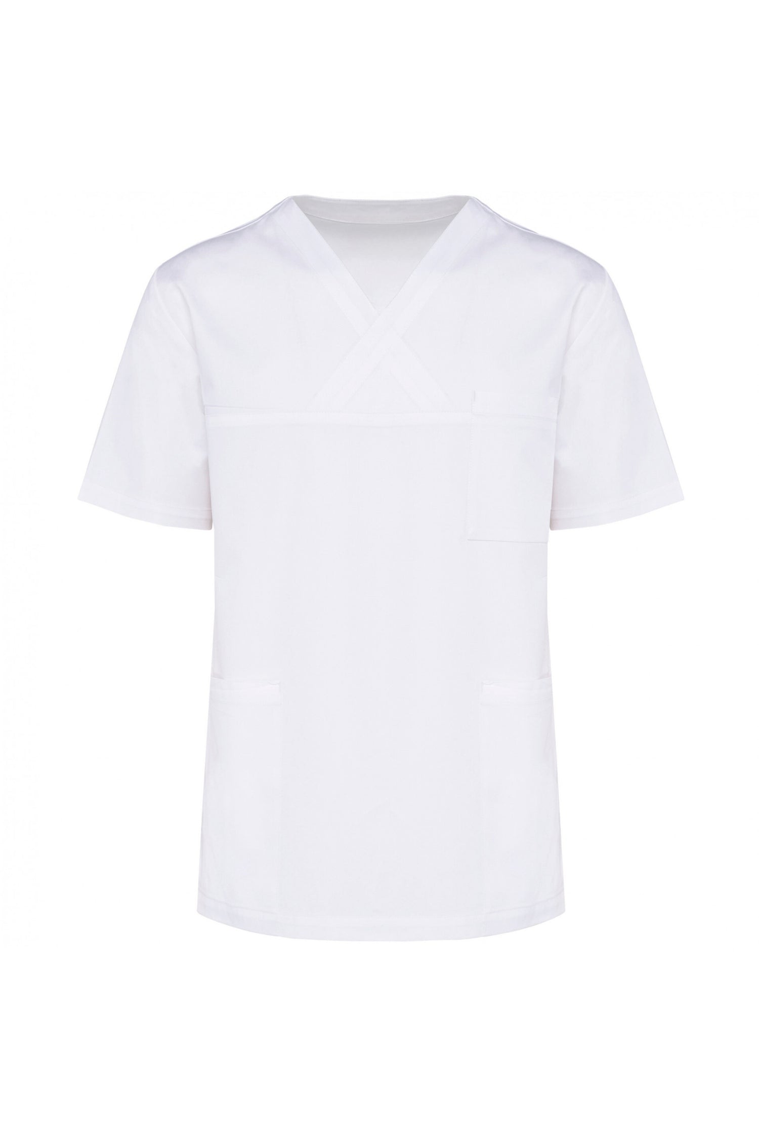 T-shirt blanc à col rond pour homme, lavage industriel 75°C et coupe confortable