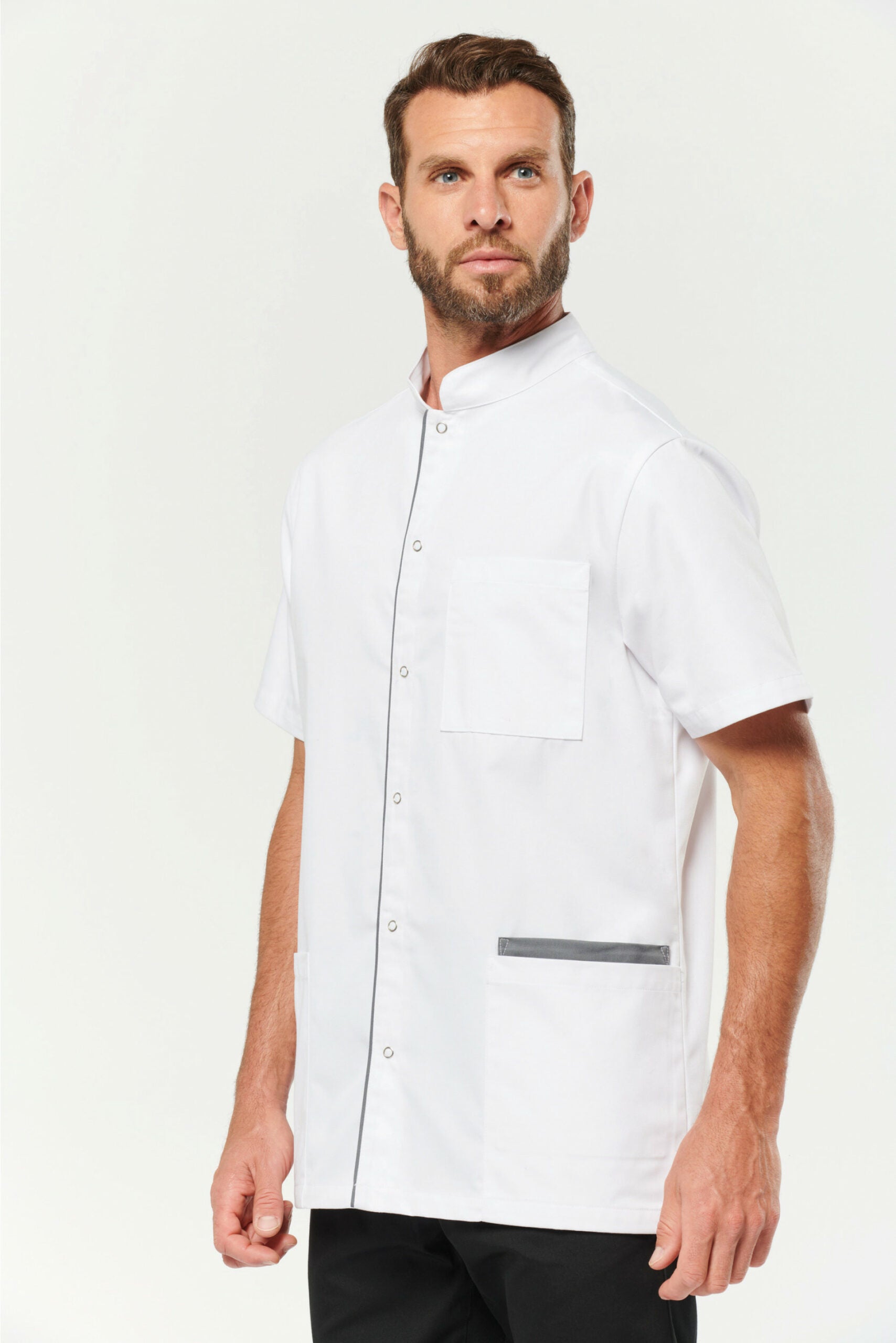 Blouse médicale Oscar homme, coupe confortable, lavage industriel 75°c, poche grise