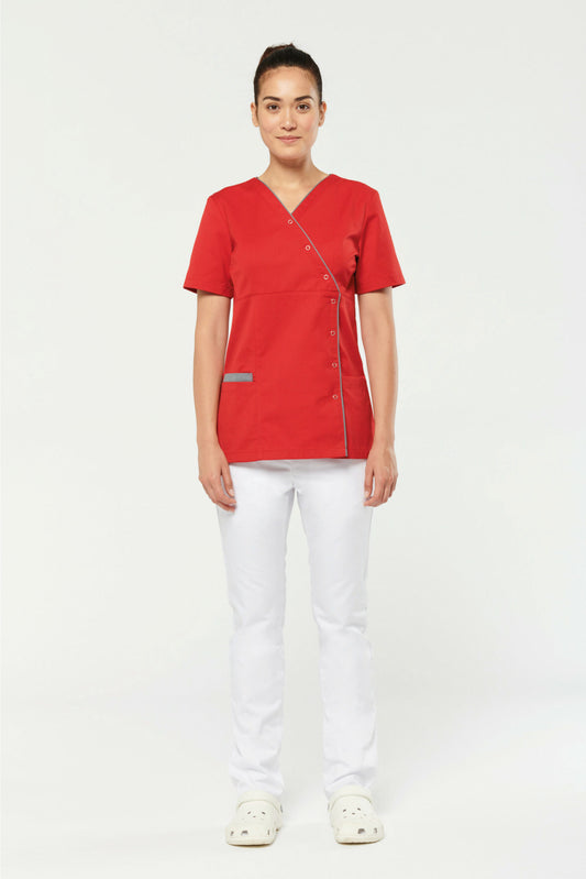 T-shirt rouge à manches courtes, coupe confortable, conforme au lavage industriel 75°C