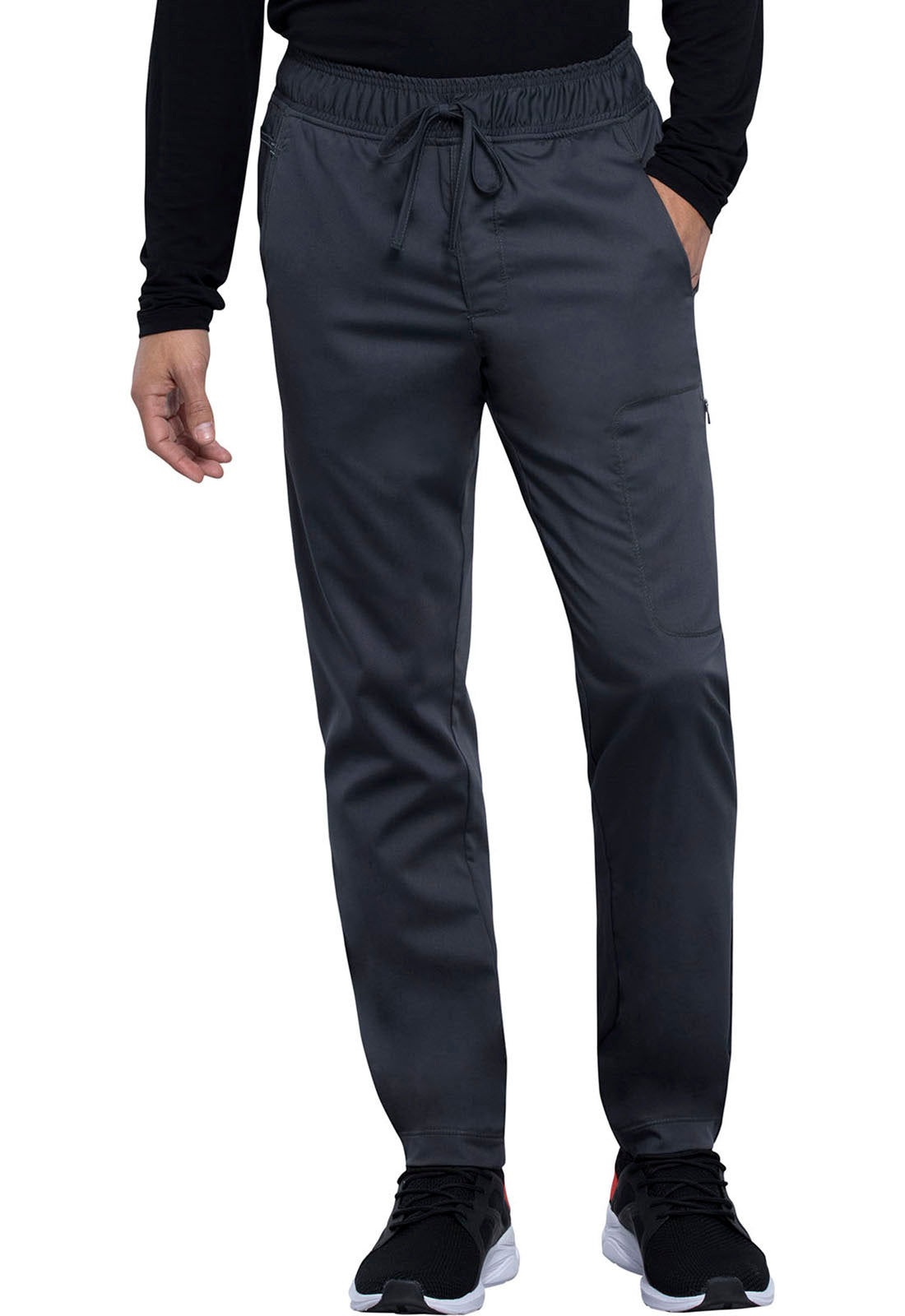 Pantalon médical homme Cherokee, coupe moderne, gris foncé, poches, jambes tapered